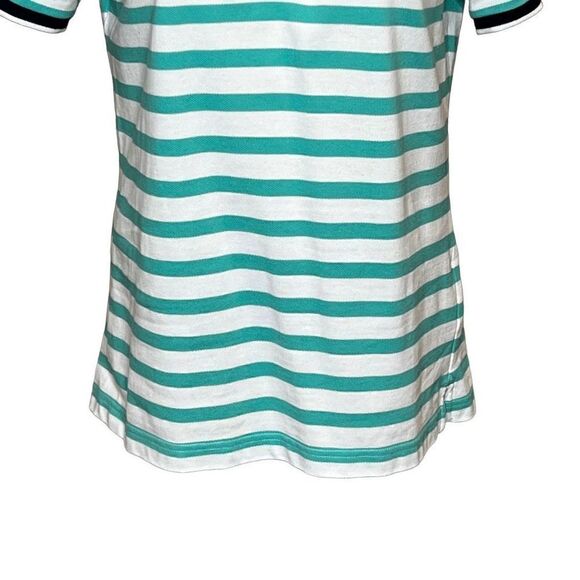 Brooks Brothers teal and white striped short sleeve polo shirt size L - Picture 5 of 16
